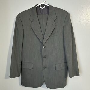 Paulo Solari Athletic Fit 40R 32x30 2 Piece Dark Gray 100% Wool Suit